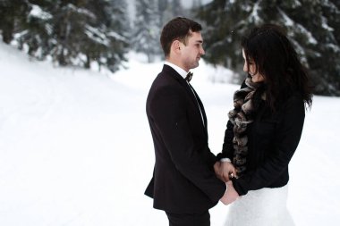  Gelin ve damat kış orman