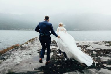  wedding couple near the sea clipart