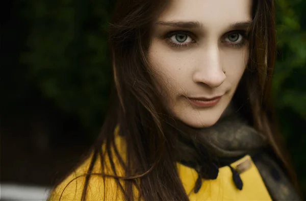 beautiful woman in park in autumn