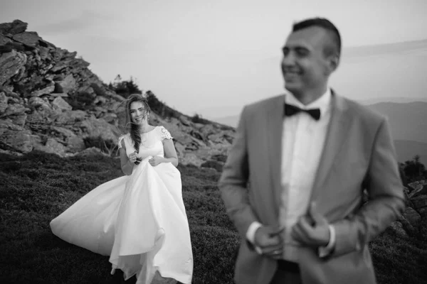 Felice splendida sposa e lo sposo — Foto Stock