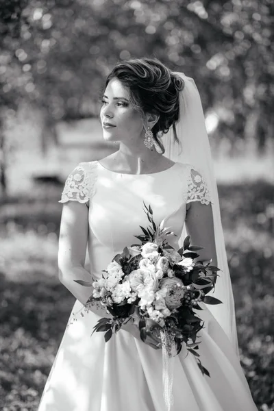 Hinreißende Braut im weißen Brautkleid — Stockfoto