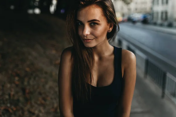 Beautiful  girl in black  shirt