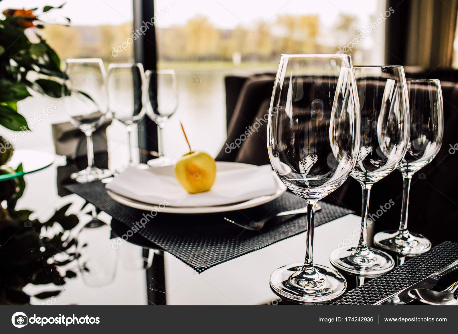 Elegant Wedding Reception Table Arrangement Stock Photo