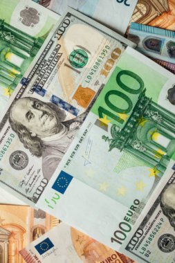 Parayı arka plan. Euro ve dolar.
