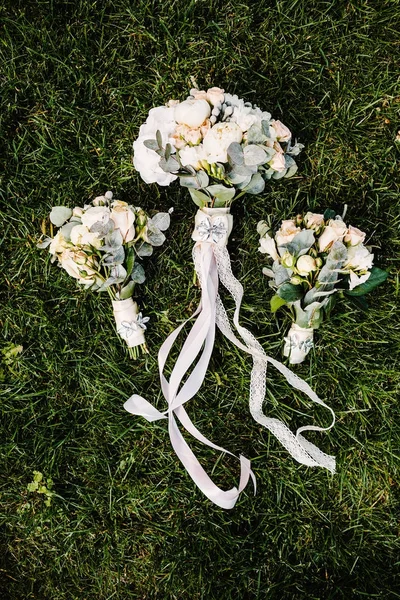 Buquês Casamento Flores Rosas Belos Buquês — Fotografia de Stock