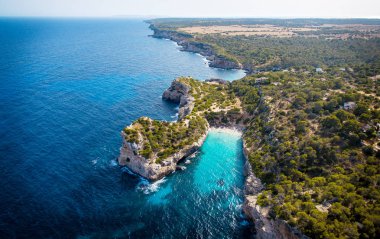 Beautiful panorama view of the Formentor peninsular in the district of Pollenca, Mallorca spain, Aerial/drone photo clipart