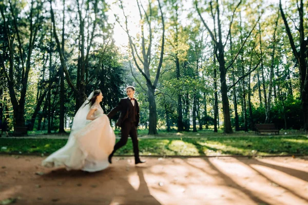 Schöne Braut Und Bräutigam Ihrem Hochzeitstag — Stockfoto
