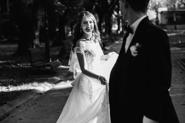 Bella Sposa Sposo Giorno Del Loro Matrimonio — Foto Stock