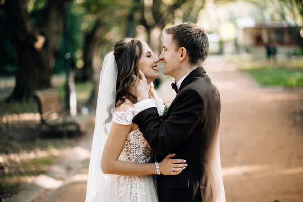 Bela Noiva Noivo Seu Dia Casamento — Fotografia de Stock