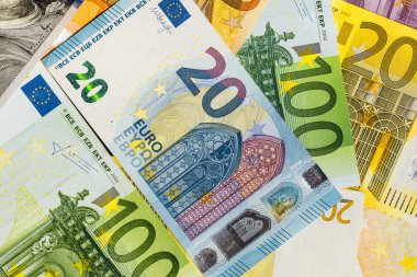 Euro ve ABD Doları para banknot arka plan, servet kavramı