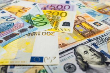 Euro ve ABD Doları para banknot arka plan, servet kavramı