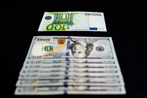 Close American Dollars Euros — Stock Photo, Image