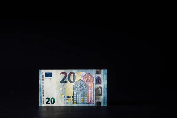 Banknot Euro Czarnym Tle — Zdjęcie stockowe