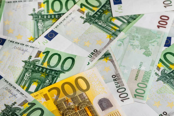Банкноти Євро Крупним Планом Кілька Сотень Євро Банкнот — стокове фото