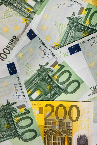 Банкноти Євро Крупним Планом Кілька Сотень Євро Банкнот — стокове фото