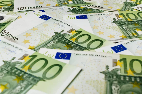 Les Billets Euros Rapprochent Plusieurs Centaines Billets Euros — Photo