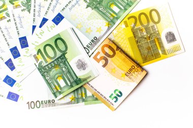 Euro banknot kapatın. Birkaç yüz euro banknot