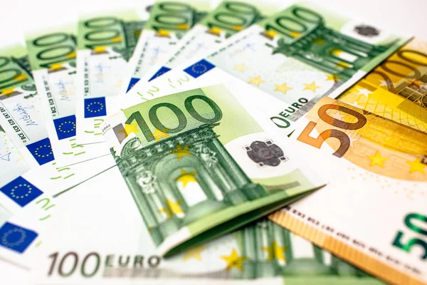 Dinheiro Euro Fundo Caixa Euros Notas Euro Dinheiro — Fotografia de Stock
