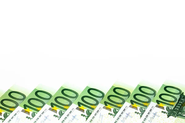 欧元纸币收盘 数百欧元钞票 — 图库照片