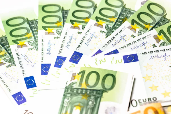 Les Billets Euros Rapprochent Plusieurs Centaines Billets Euros — Photo