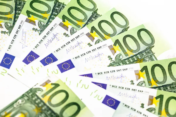 Les Billets Euros Rapprochent Plusieurs Centaines Billets Euros — Photo