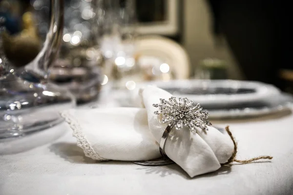 Mesa Casamento Luxo Com Comida Decoração — Fotografia de Stock