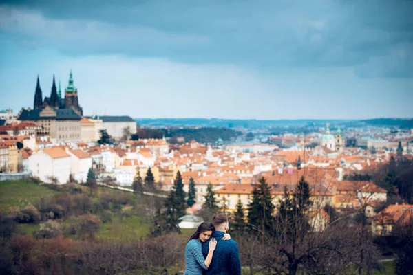 Joyeux Jeune Couple Amoureux Prague — Photo