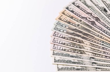 farklı banknot fotoğrafı bize birlikte kombine dolar. Beyaz arka plan üzerinde izole