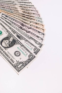 Amerika Birleşik Devletleri dolar Döviz Alım arka plan, beyaz zemin üzerine ABD para banknot.