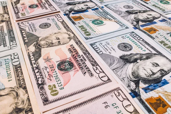 美国美元货币背景 美国货币纸币在白色背景下 — 图库照片