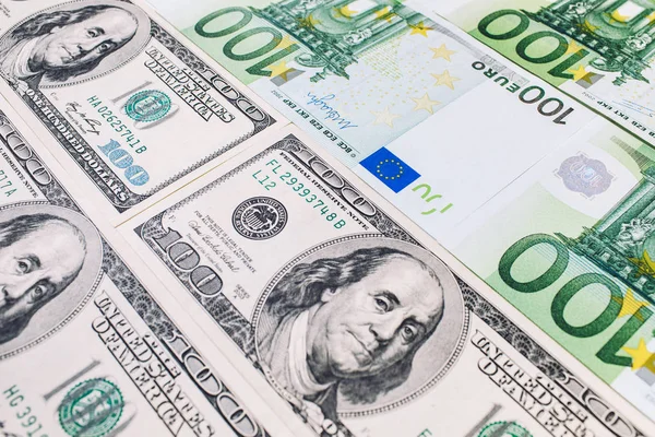 Amerikanische Hundert Dollar Scheine Euro Scheine — Stockfoto