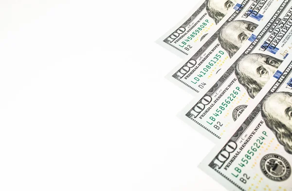 One Hundred Dollar Bills Isolated White Background — Stock Photo, Image