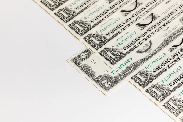 Dolar Doları Banknot Beyaz Tahta Ufuk Arka Plan Üzerinde Amerikan — Stok fotoğraf