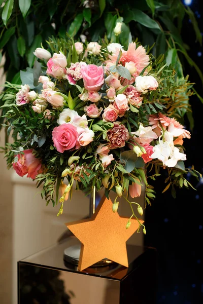 Bouquet of beautiful flowers on birthday party