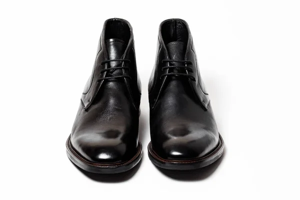 Black Elegant Man Shoes Isolated White Background — стоковое фото