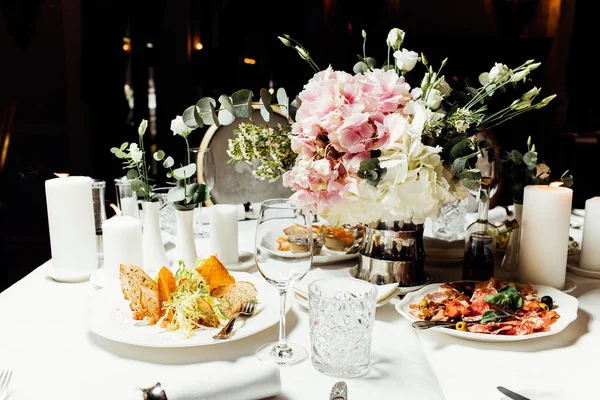Elegant table setting in wedding day