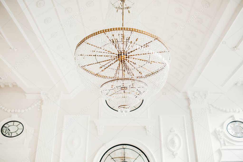 luxury interior hall with chandelier