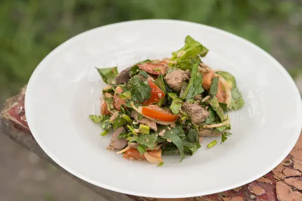 Ensalada Con Hígado Pollo —  Fotos de Stock