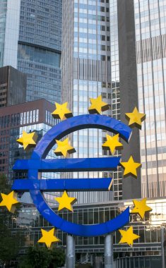 Frankfurt Am Main, Almanya - 6 Ekim 2017: Euro simgesi. Europea