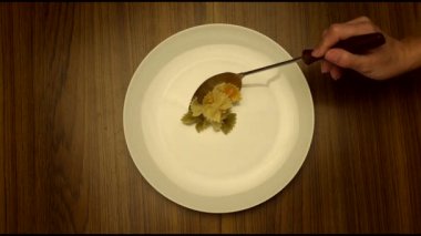 close-up footage of Pasta on white plate
