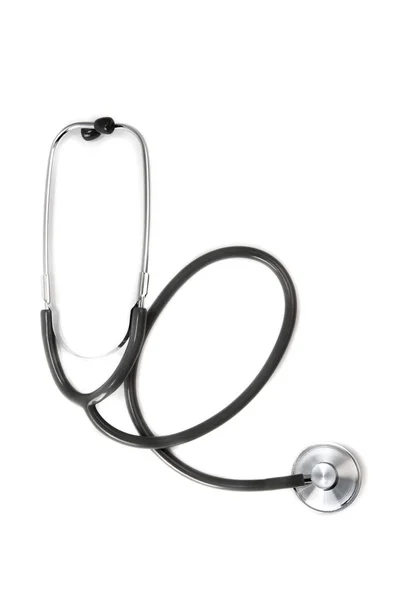 Zwarte Medische Stethoscoop Witte Achtergrond — Stockfoto