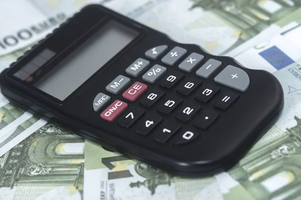 Few Euros Calculator Table Finance Savings Business Concept — Stock Photo, Image