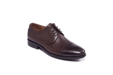 Erkekler ayakkabı izole, bağcıklı, kahverengi, deri. beyaz arkaplanda izole.