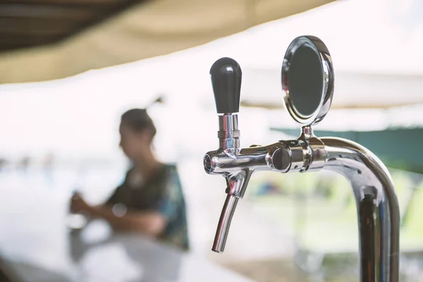 Beer faucet in the beach bar — 스톡 사진