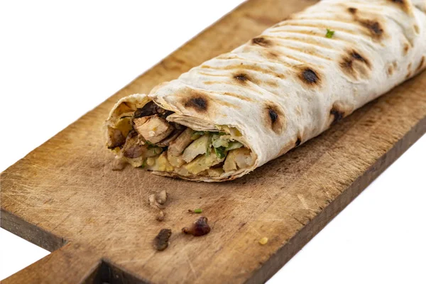 Doner Kebab Gyros Shawarma Nötkött Eller Chiken Roll Pitta Bröd — Stockfoto