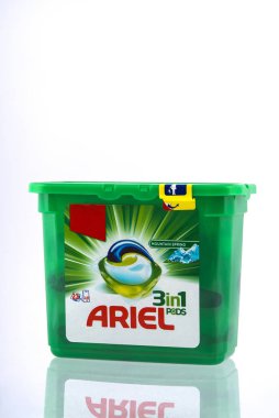 Prague, Czech republic Mart 16, 2018:Ariel 3 in 1 pods Washing Powder