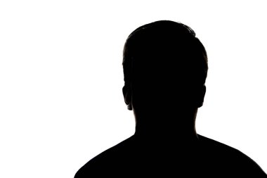 Beyaz arka planda izole edilmiş genç silueti stüdyo resmi.