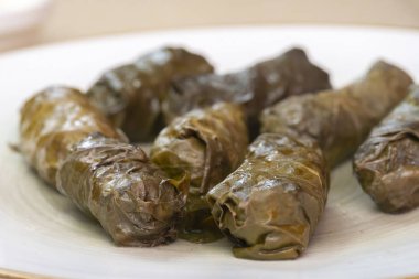 Dolma - doldurulmuş üzüm yaprakları, geleneksel Akdeniz yemekleri.
