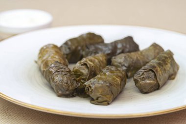 Dolma - doldurulmuş üzüm yaprakları, geleneksel Akdeniz yemekleri.