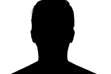 Beyaz arka planda izole edilmiş genç silueti stüdyo resmi.